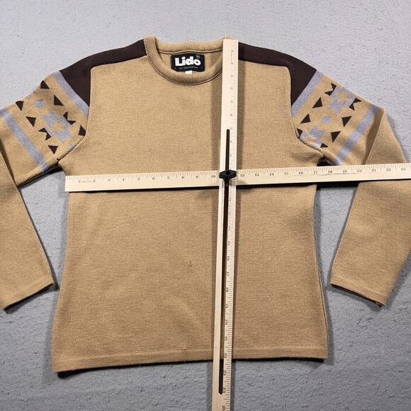 VTG Lido Of California Sweater Men M Beige Brown Knit Westerncore Aztec -‎ Hole - Picture 6 of 10